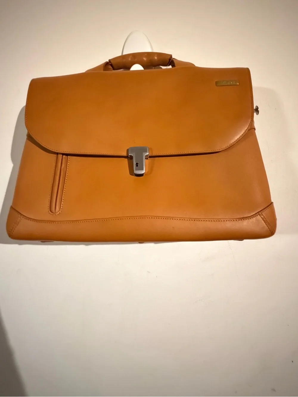 Tumi Tan Leather Briefcase Bag